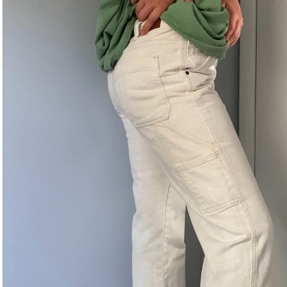 White/cream BDG carpenter style white paint splatter jeans - Picture 7 of 8